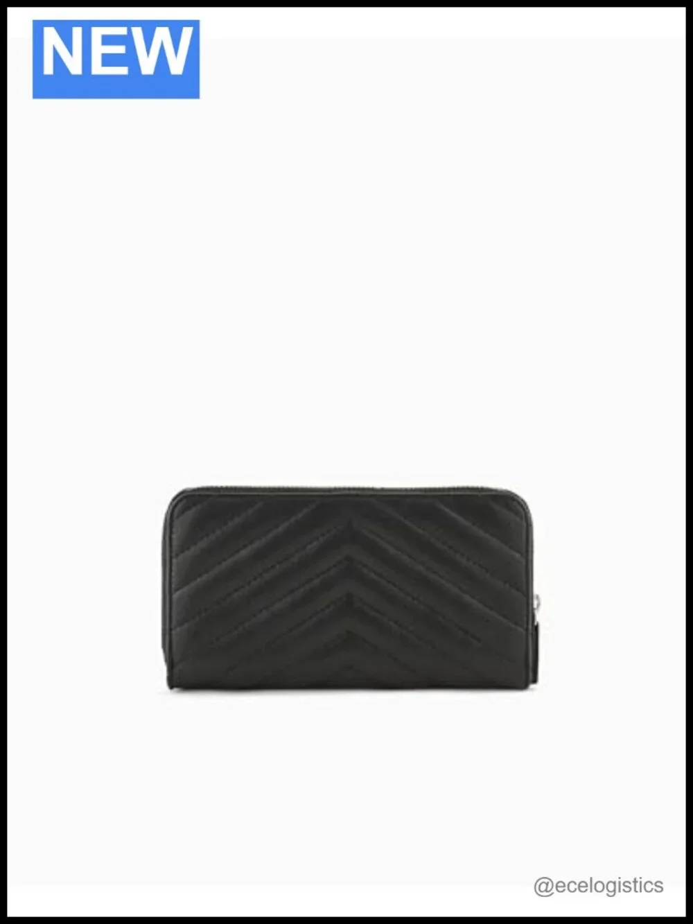 Quilted Leather Zip Around Wallet with Metal AIX Logo Detail